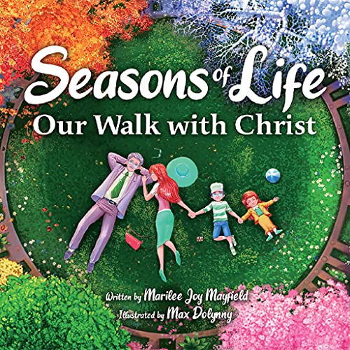 Book cover depicting a family in a circular, colorful garden scene.