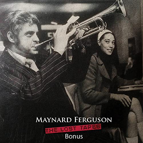 Maynard Ferguson playing trumpet, with a woman seated nearby, CD cover.