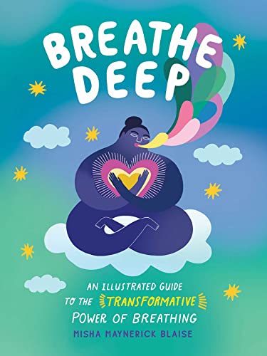 Book cover: illustrated woman meditating with heart glowing on clouds.