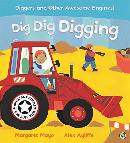 Book cover showing a red tractor and a worker on a construction site.