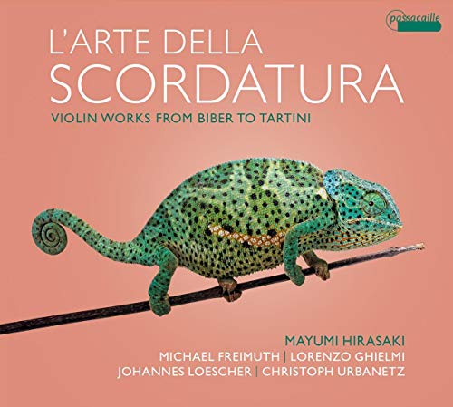 CD cover featuring a green chameleon on a branch, salmon background, with artist names.