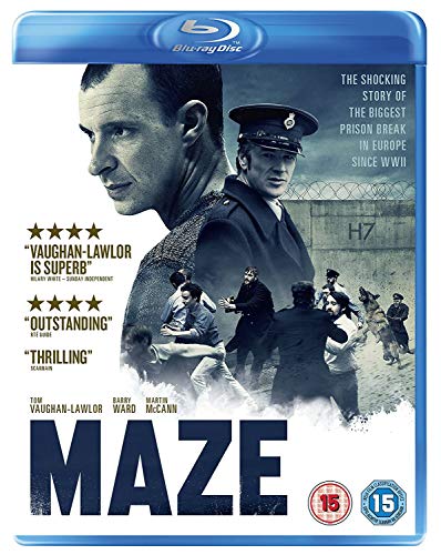 Blu-ray cover art for the film Maze featuring actors and a prison setting.