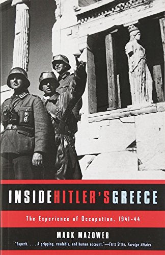 Black and white book cover showing German soldiers at the Acropolis in Athens.