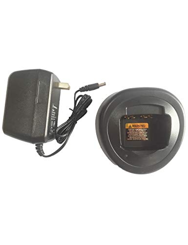 Black radio charger and power adapter with UK plug shown.