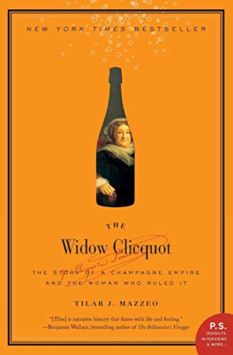 Book cover with an orange background featuring a champagne bottle silhouette containing a portrait.
