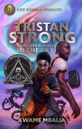 Book cover: young Black boy and muscular man amidst swirling colors.