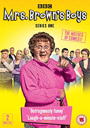 DVD cover for Mrs. Brown's Boys Series One featuring the cast on yellow background.