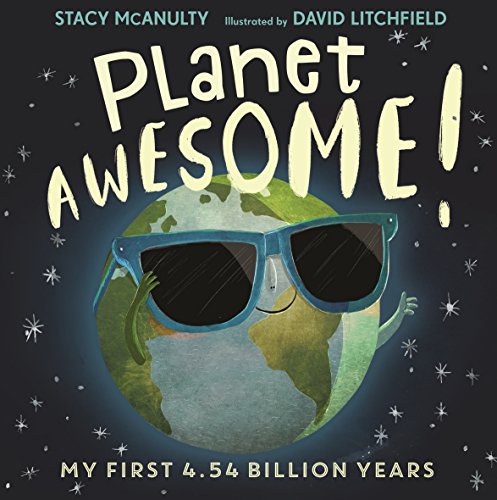 The book cover features a cartoon Earth wearing blue sunglasses against a starry background.