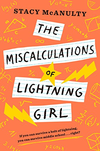 Book cover: "The Miscalculations of Lightning Girl" with math equations.