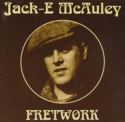 CD cover for Jackie McAuley’s “Fretwork” featuring a portrait of the artist.