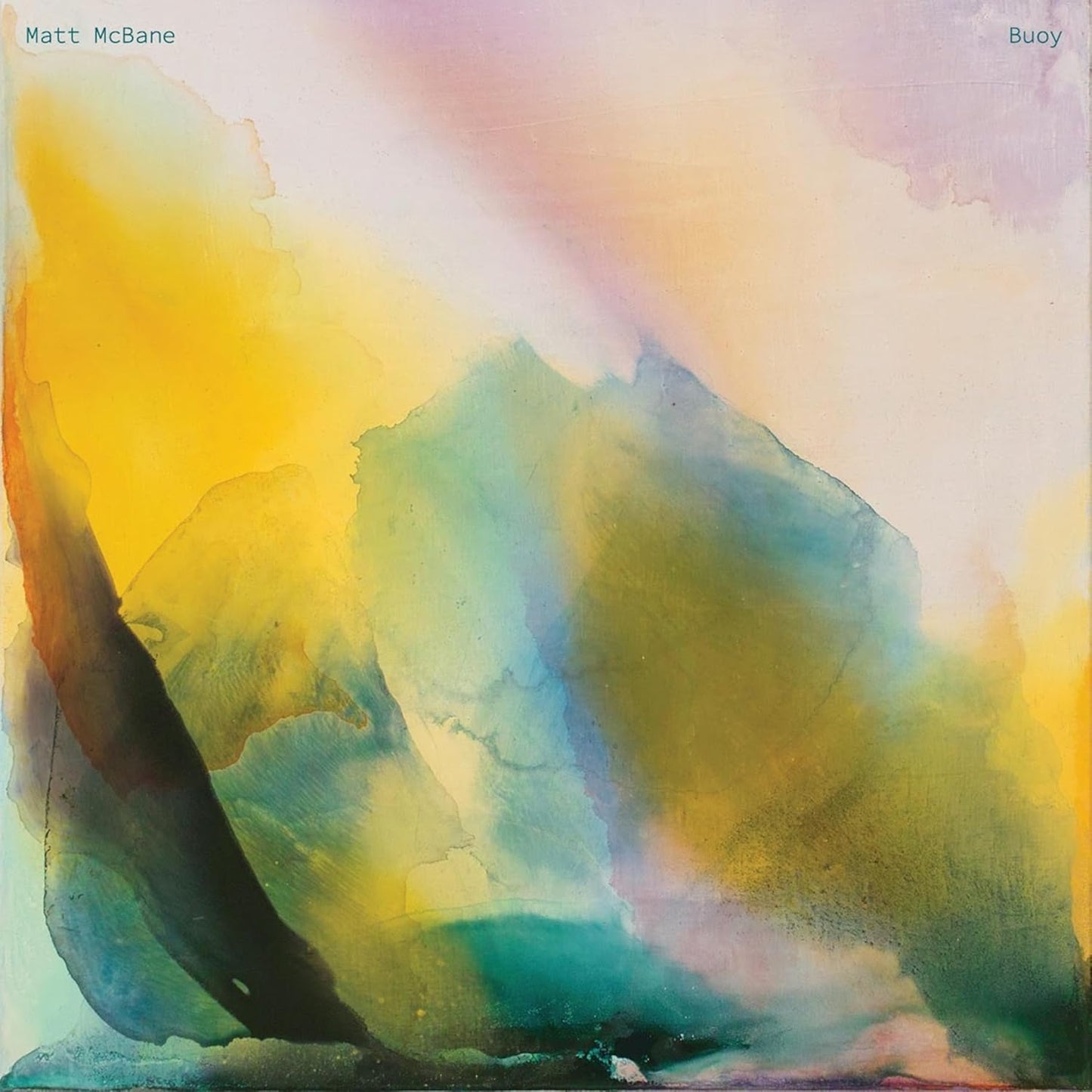 CD cover for Matt McBane’s “Buoy” featuring abstract watercolor washes.