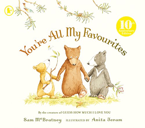 Book cover: three bear cubs holding hands in a grassy field.