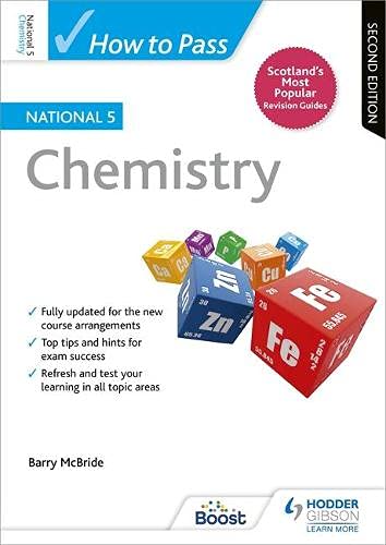 Front cover of How to Pass National 5 Chemistry textbook featuring colorful element cubes.