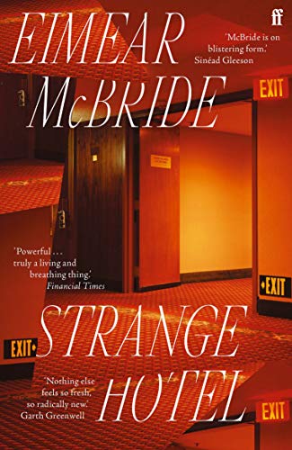 Book cover of Strange Hotel by Eimear McBride showing a dimly lit hotel hallway.