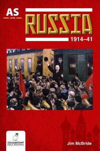 Textbook cover: “Russia 1914-41” with a historical image of a train station.