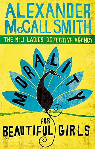 Book cover: yellow background, blue peacock, and bold text reading "Morality For Beautiful Girls".