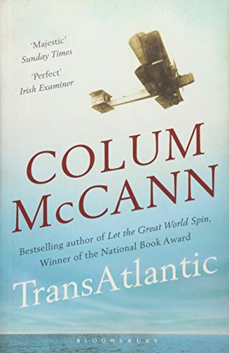 Book cover for "TransAtlantic" by Colum McCann, featuring an airplane.