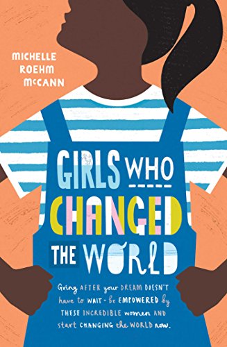 Book cover illustration of a girl in blue overalls against an orange background.
