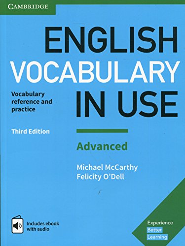 Blue cover of "English Vocabulary In Use: Advanced" textbook, third edition.