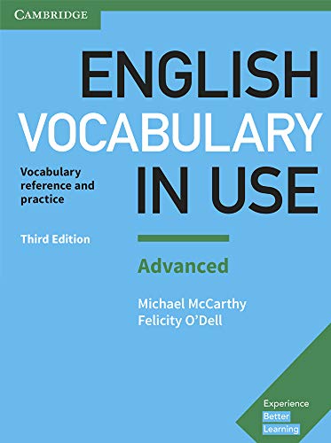 Blue cover of “English Vocabulary in Use: Advanced” textbook, third edition.