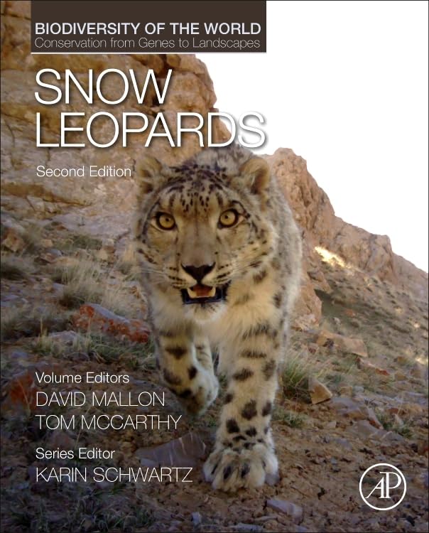 Book cover featuring a close-up portrait of a snow leopard’s face.