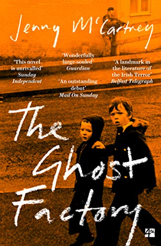 Book cover: "The Ghost Factory" by Jenny McCartney, featuring two young boys.