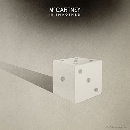 Album cover for Paul McCartney’s “McCartney III Imagined” featuring a white die.