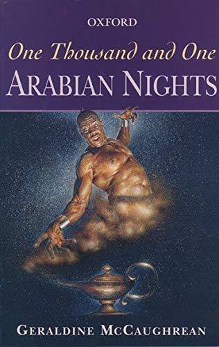 Book cover: “One Thousand and One Arabian Nights” with a genie emerging.