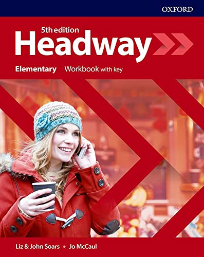 Headway Elementary Workbook cover with a woman talking on a phone.