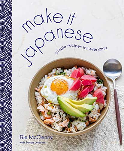 Cookbook cover: “Make It Japanese” with a rice bowl and egg image.
