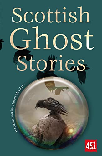 Book cover: "Scottish Ghost Stories" with ravens and a crystal ball.