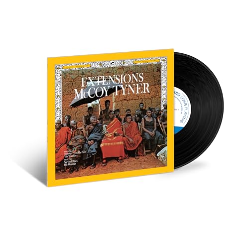 Vinyl record and cover art for McCoy Tyner's Extensions featuring people in traditional clothing.