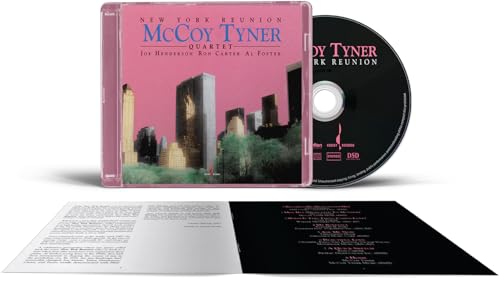 McCoy Tyner New York Reunion CD case, disc, and open booklet on white background.
