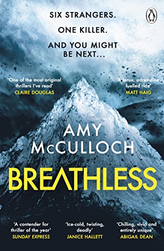 Book cover: "Breathless" by Amy McCulloch, featuring a snowy mountain.