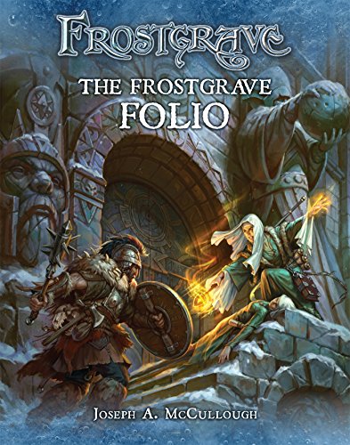 Cover of “Frostgrave: The Frostgrave Folio” depicting fantasy adventurers.