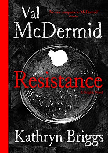 Book cover: "Resistance" graphic novel with petri dish and red text.