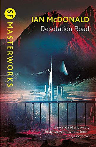 Book cover: “Desolation Road” by Ian McDonald, featuring a futuristic cityscape.