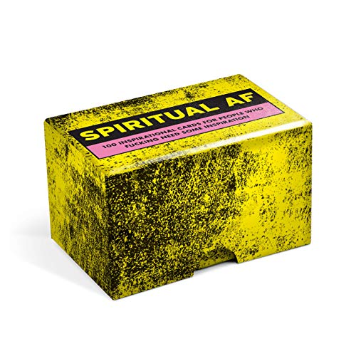 Yellow card deck titled "Spiritual AF" with textured background.