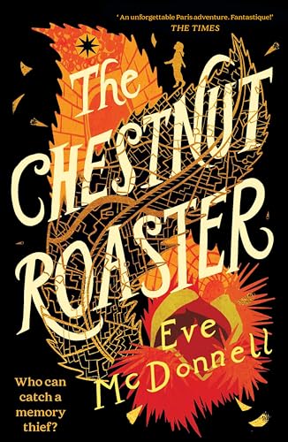 Book cover: “The Chestnut Roaster” with illustrated text and city map.