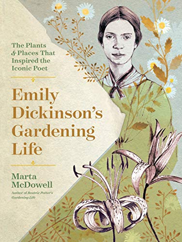Book cover featuring Emily Dickinson with floral illustrations.