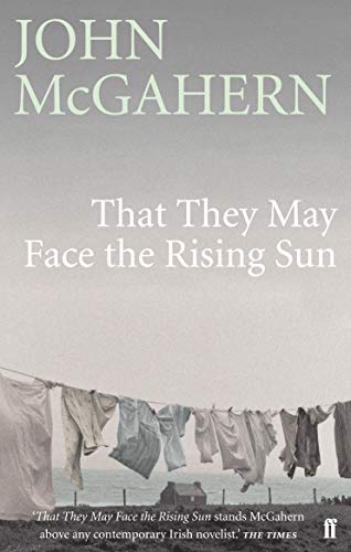 Book cover with laundry hanging on a line above a small house by water.