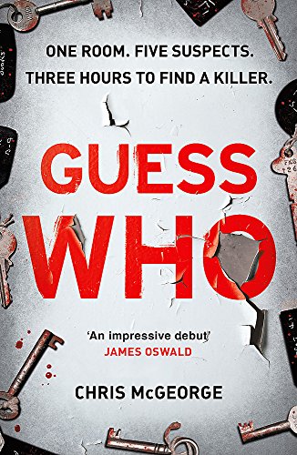 Book cover for “Guess Who” with red text and scattered keys.