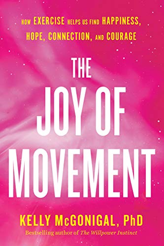 Book cover with pink background and white and yellow text titled The Joy of Movement.