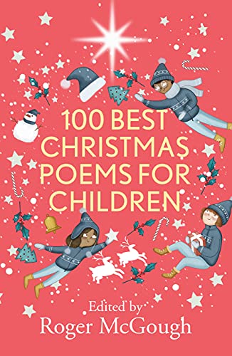 Book cover with children, snowflakes, and the title "100 Best Christmas Poems for Children".