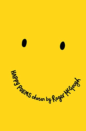 Yellow book cover with a black smiley face and the text Happy Poems.