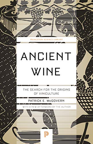 Book cover: "Ancient Wine" with illustrations of grapes and figures.