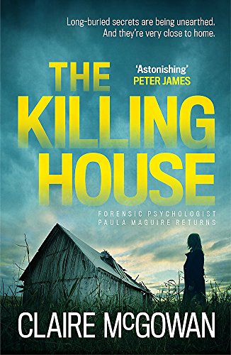 Book cover: “The Killing House” with a silhouette and derelict building.