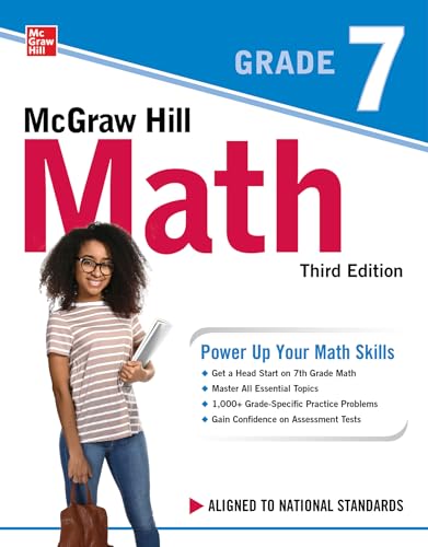 McGraw Hill Math Grade 7 textbook cover, third edition, with a student.