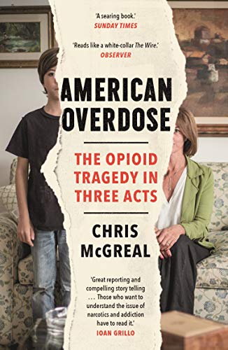 Book cover: “American Overdose” depicts a mother and son, opioid tragedy theme.