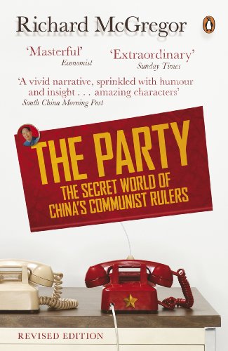 Book cover: "The Party" with red design, phone, and portrait.